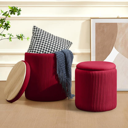 Sam Legend Round Ottoman with Storage – Velvet Vanity Stool