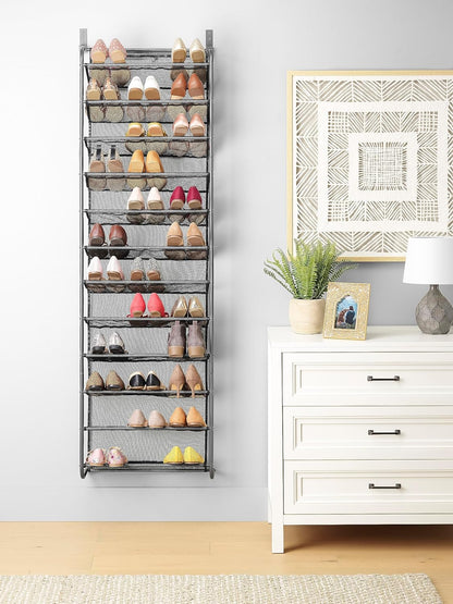 Whitmor Mesh  Metal Over-the-Door Shoe Organizer – 36 Pair Capacity