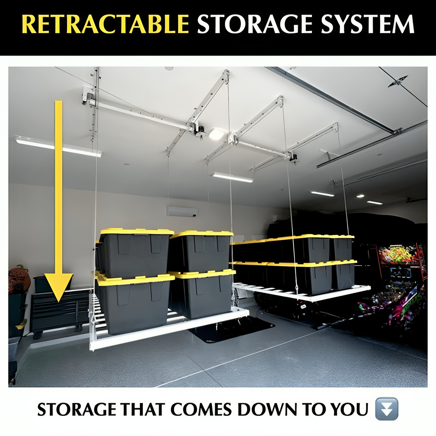 Retractable Ceiling Storage Rack - Ultra Heavy Duty